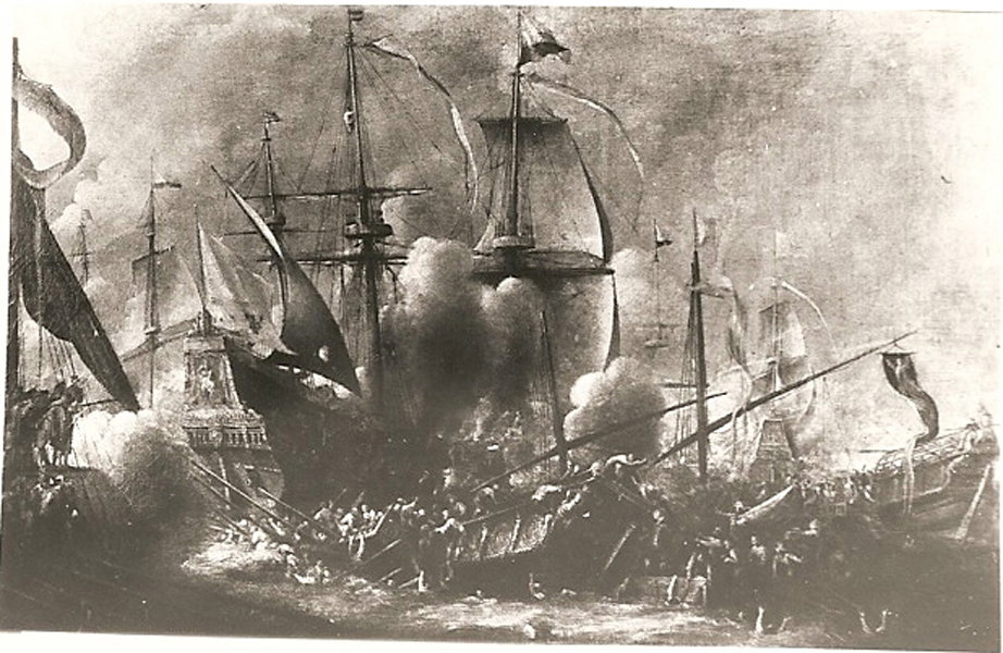 battaglia navale (dipinto) - ambito italiano (sec. XVIII)